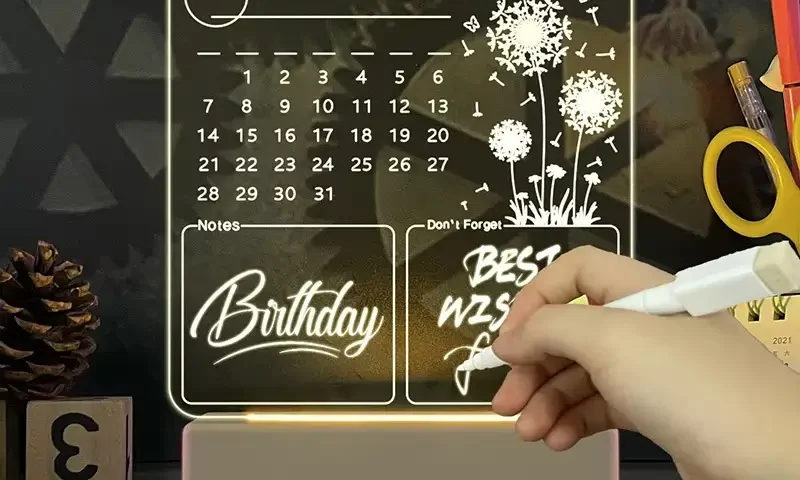 acrylic led light calendar