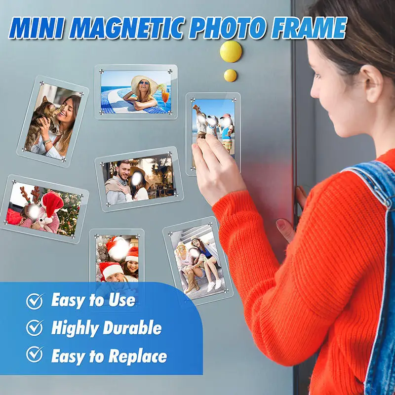 Wholesale Clear Acrylic Refrigerator Magnetic Photo Frame 4 Acrylic Refrigerator Magnetic Frame