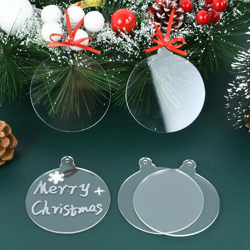 DIY Clear Acrylic Christmas Ball Ornaments 3 Custom Gift Tags