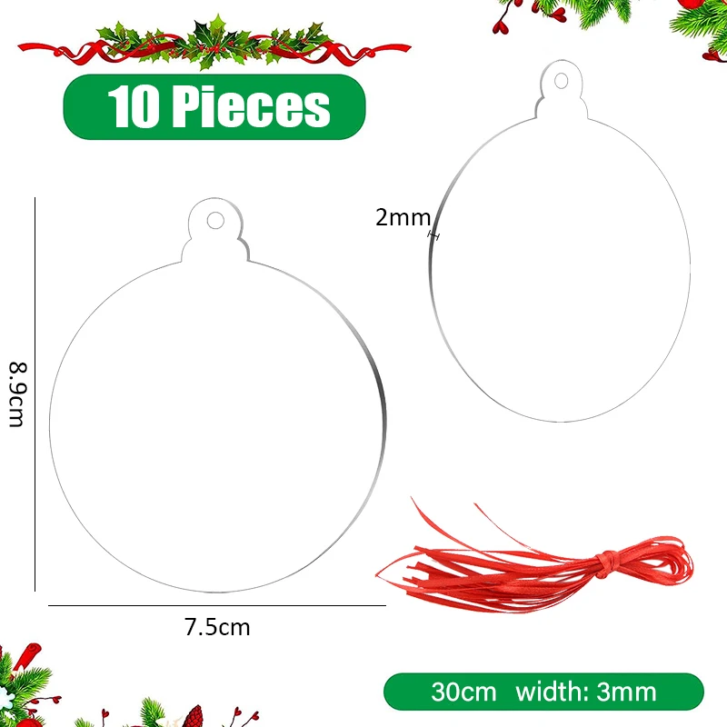 DIY Clear Acrylic Christmas Ball Ornaments 4 Blank Acrylic Discs