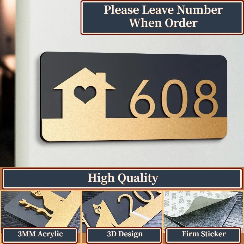 Custom Acrylic Door Plate with House Number 2 Custom House Number
