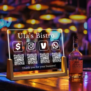 Custom LED Illuminated Acrylic QR Code Stand