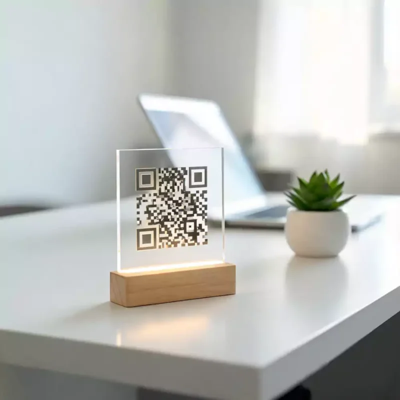 Custom LED Illuminated Acrylic QR Code Stand