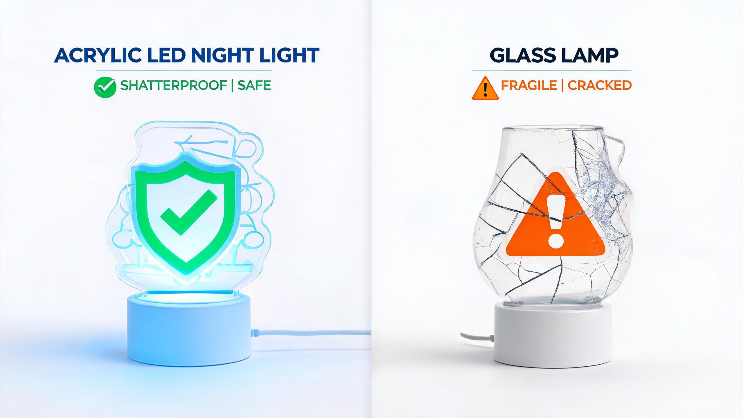 Acrylic vs Glass night light safety comparison