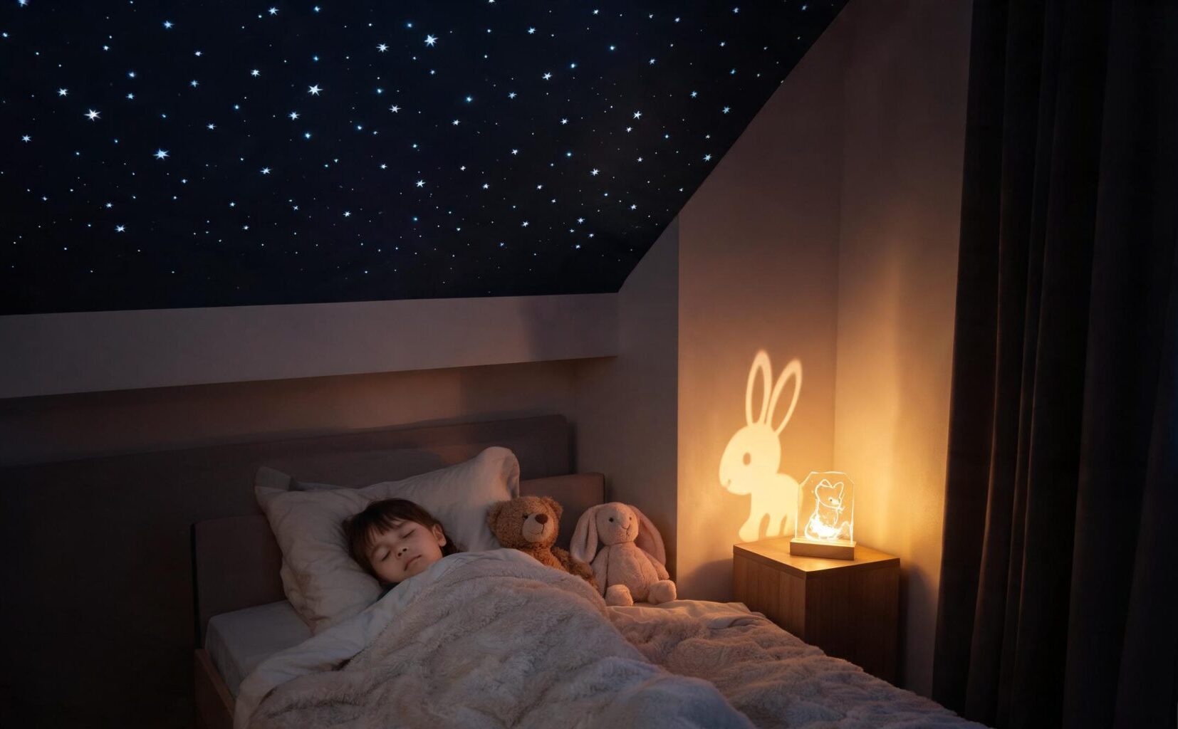 How LED Night Lights Help Children Overcome Fear of the Dark 4 LED night light helping a child feel safe in bedroom at night
