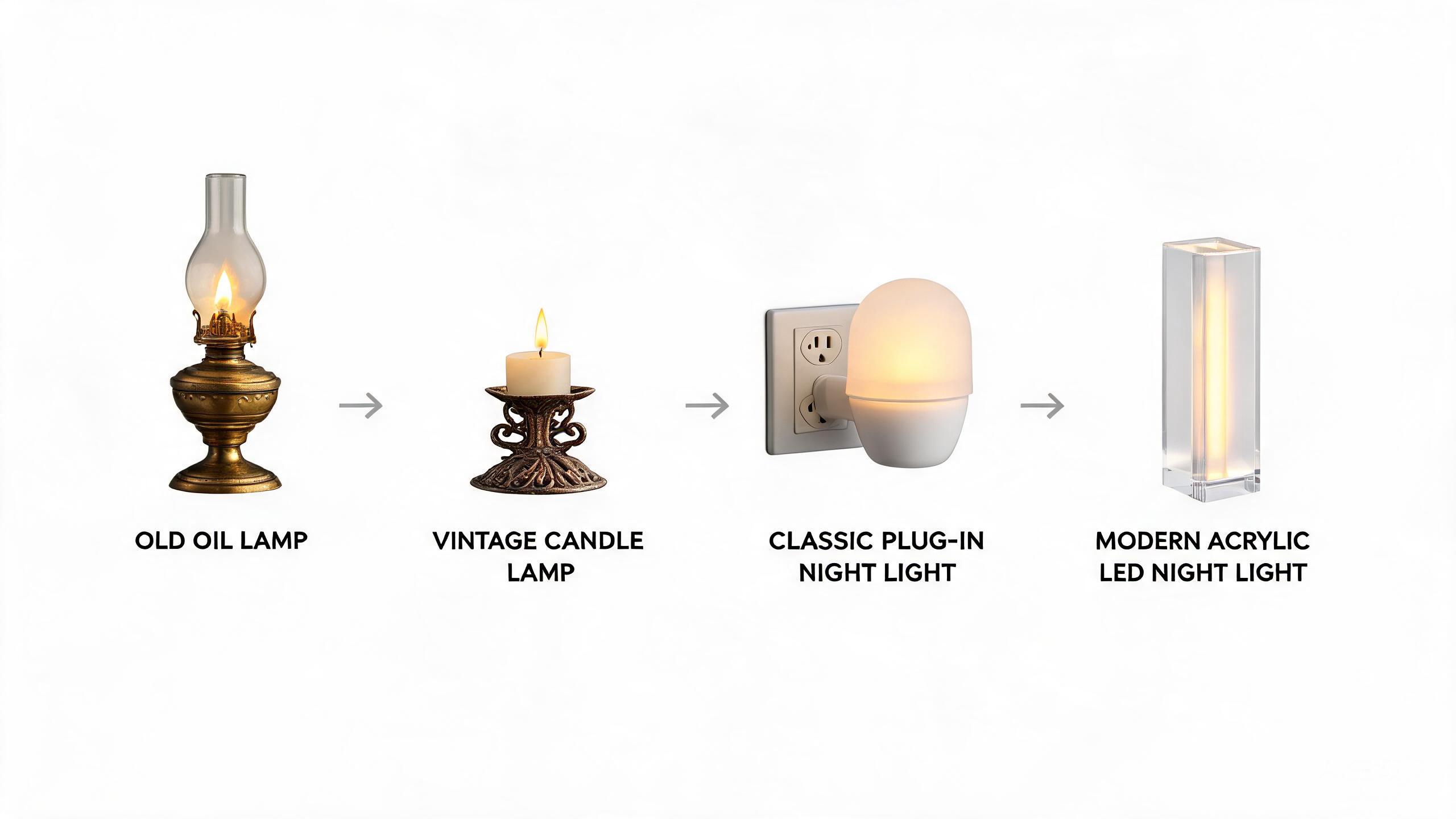 History of night lights from oil lamps to LED